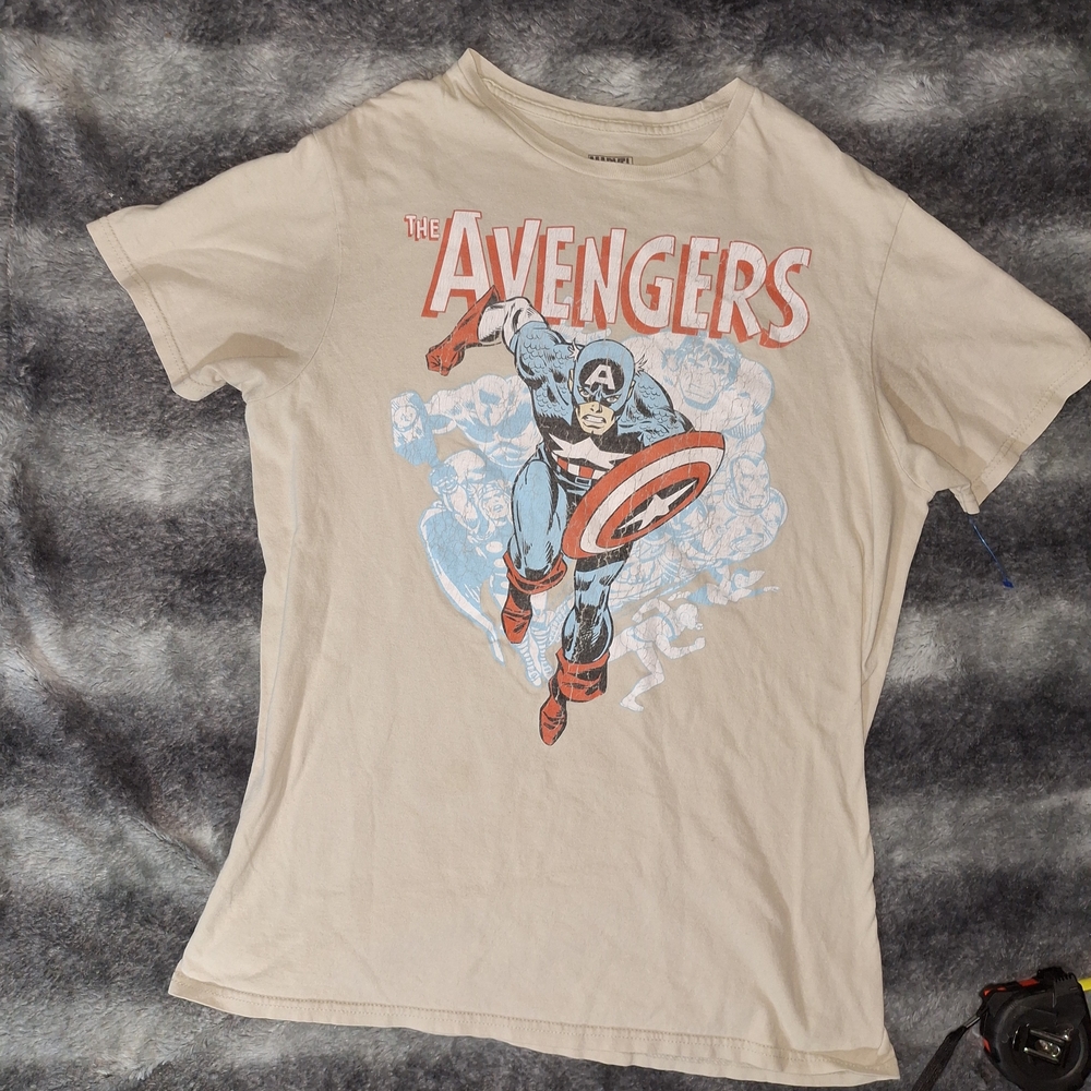 Marvel Beige Avengers Tee with Red and Blue Accents